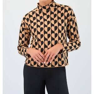 NEW FDJ mock neck jacquard sweater in love jacquard